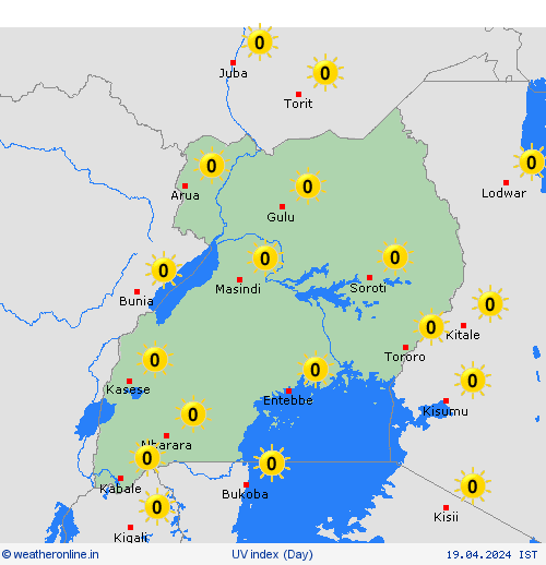 uv index Uganda Africa Forecast maps