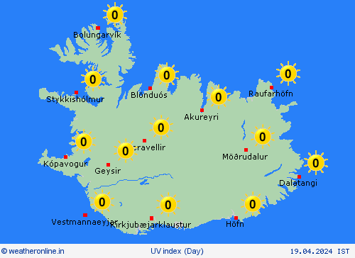 uv index Iceland Europe Forecast maps