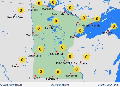 uv index Minnesota North America Forecast maps