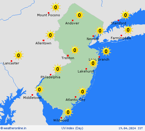 uv index New Jersey North America Forecast maps