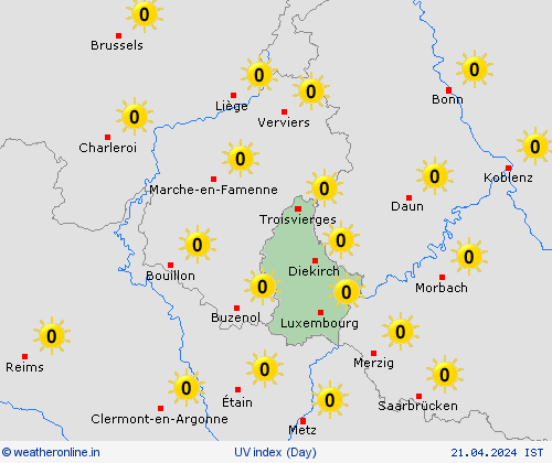 uv index Luxembourg Europe Forecast maps