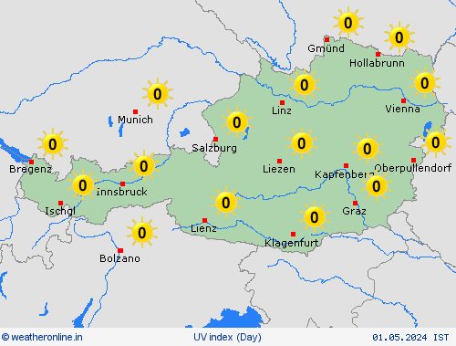 uv index Austria Europe Forecast maps