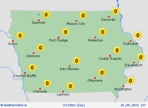 uv index Iowa North America Forecast maps