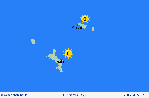 uv index Seychelles Africa Forecast maps