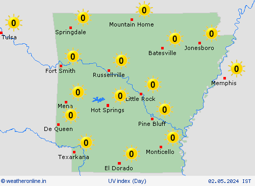 uv index Arkansas North America Forecast maps