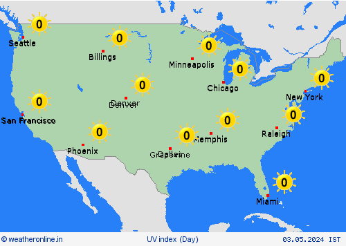 uv index  North America Forecast maps