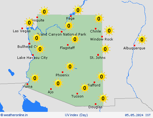 uv index Arizona North America Forecast maps