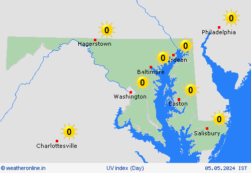 uv index Maryland North America Forecast maps