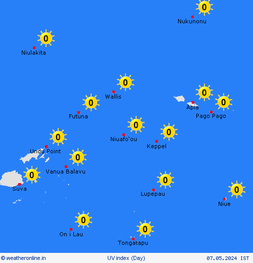 uv index Futuna and Wallis Pacific Forecast maps