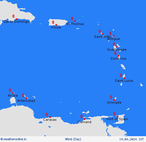 wind Lesser Antilles Central America Forecast maps