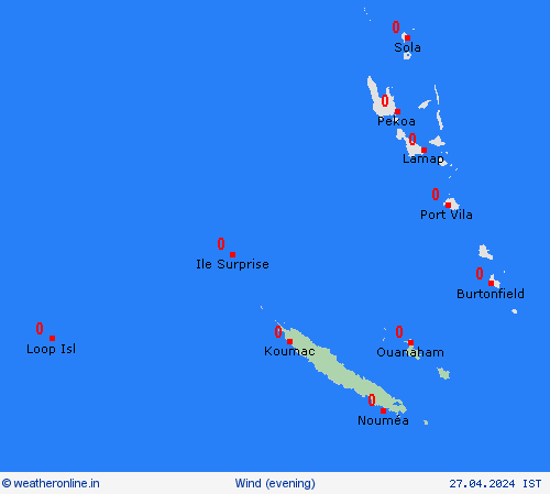wind New Caledonia Pacific Forecast maps