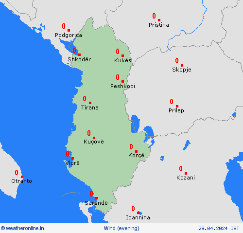 wind Albania Europe Forecast maps