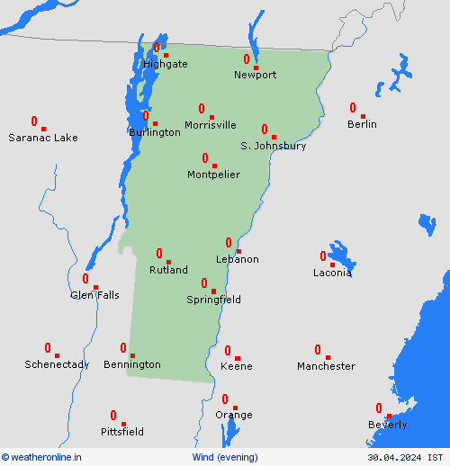 wind Vermont North America Forecast maps