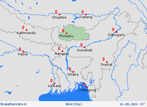 wind Bhutan Asia Forecast maps