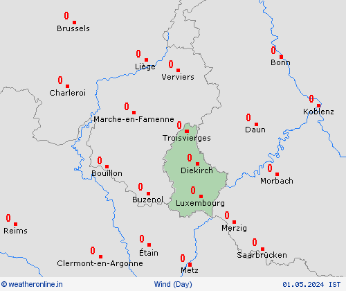 wind Luxembourg Europe Forecast maps