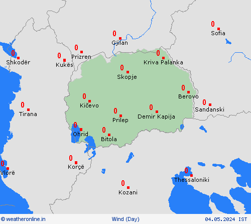 wind North Macedonia Europe Forecast maps