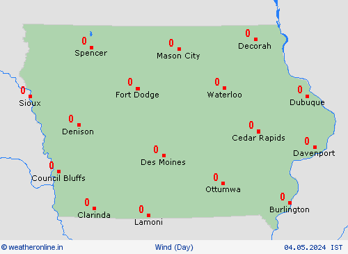 wind Iowa North America Forecast maps