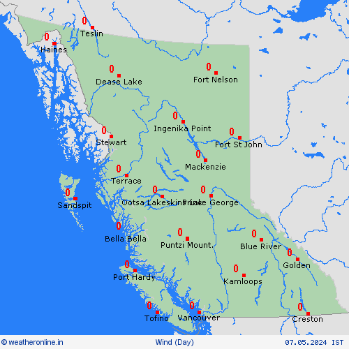 wind British Columbia North America Forecast maps