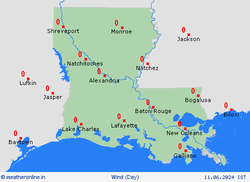 wind Louisiana North America Forecast maps