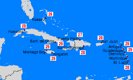 Caribbean Sea Temperature Maps